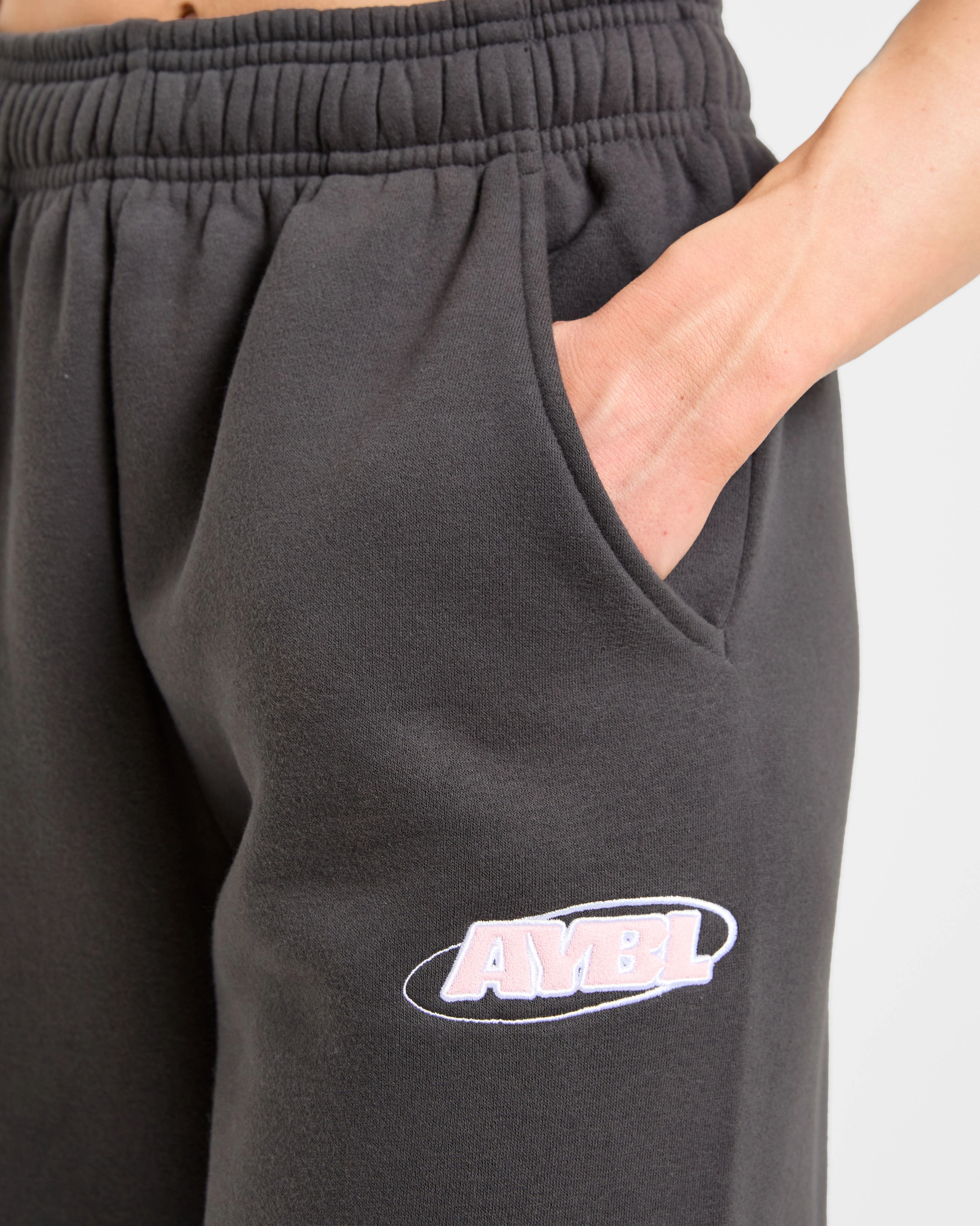Sports Essentials Oversized Straight Leg Joggers - Charcoal/Pink - Image 5