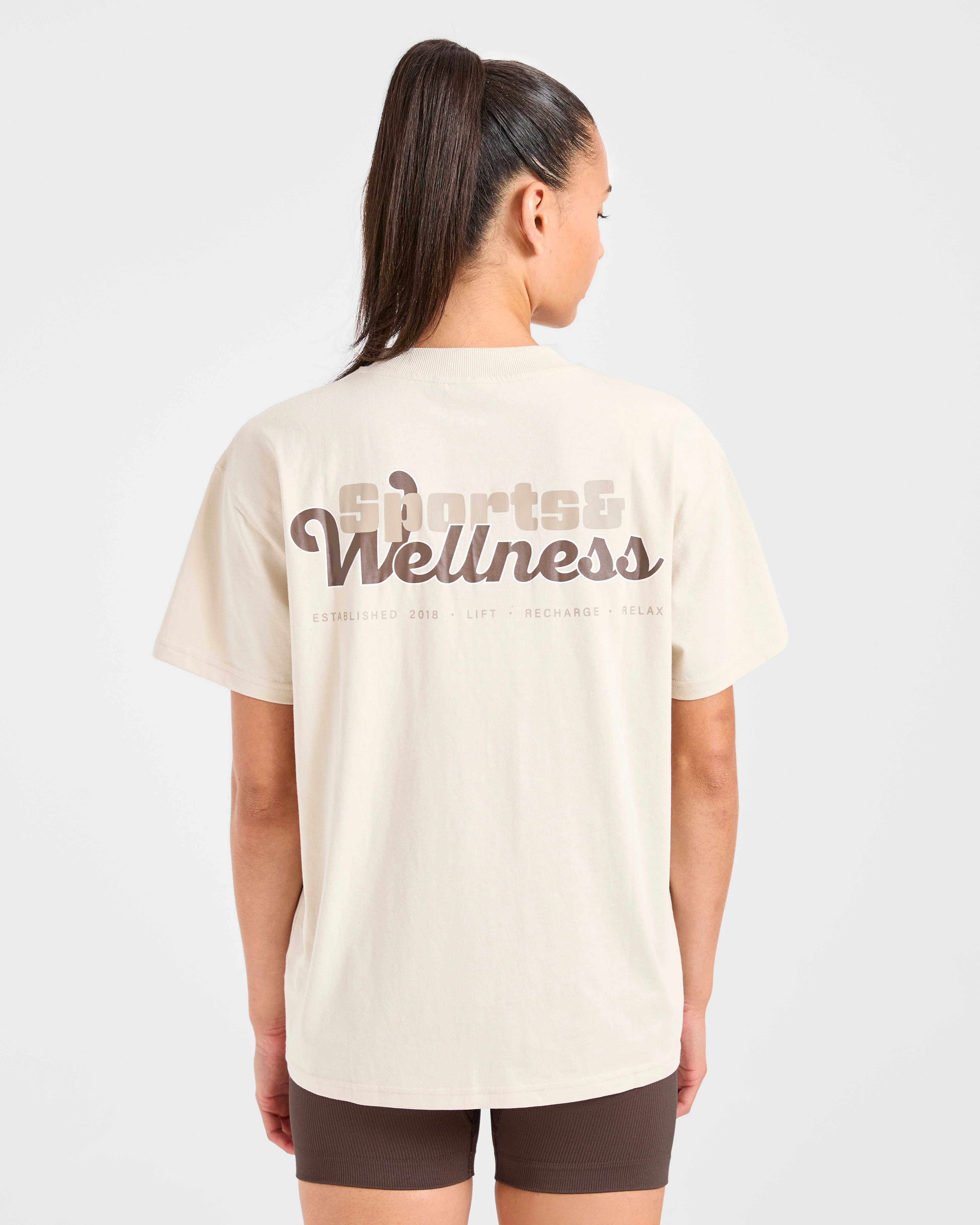 Sports Wellness Oversized T Shirt - Beige