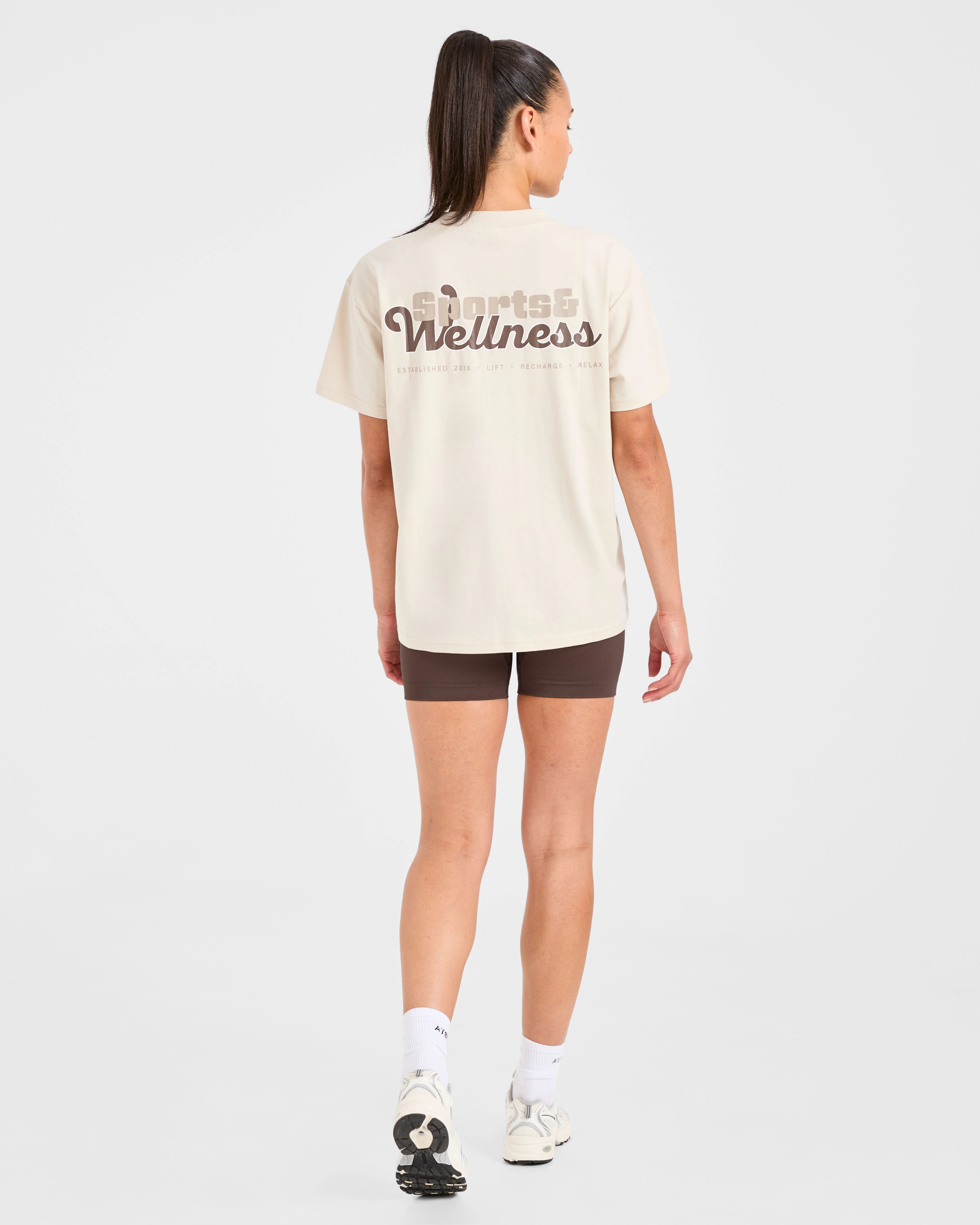 Sports Wellness Oversized T Shirt - Beige - Image 4