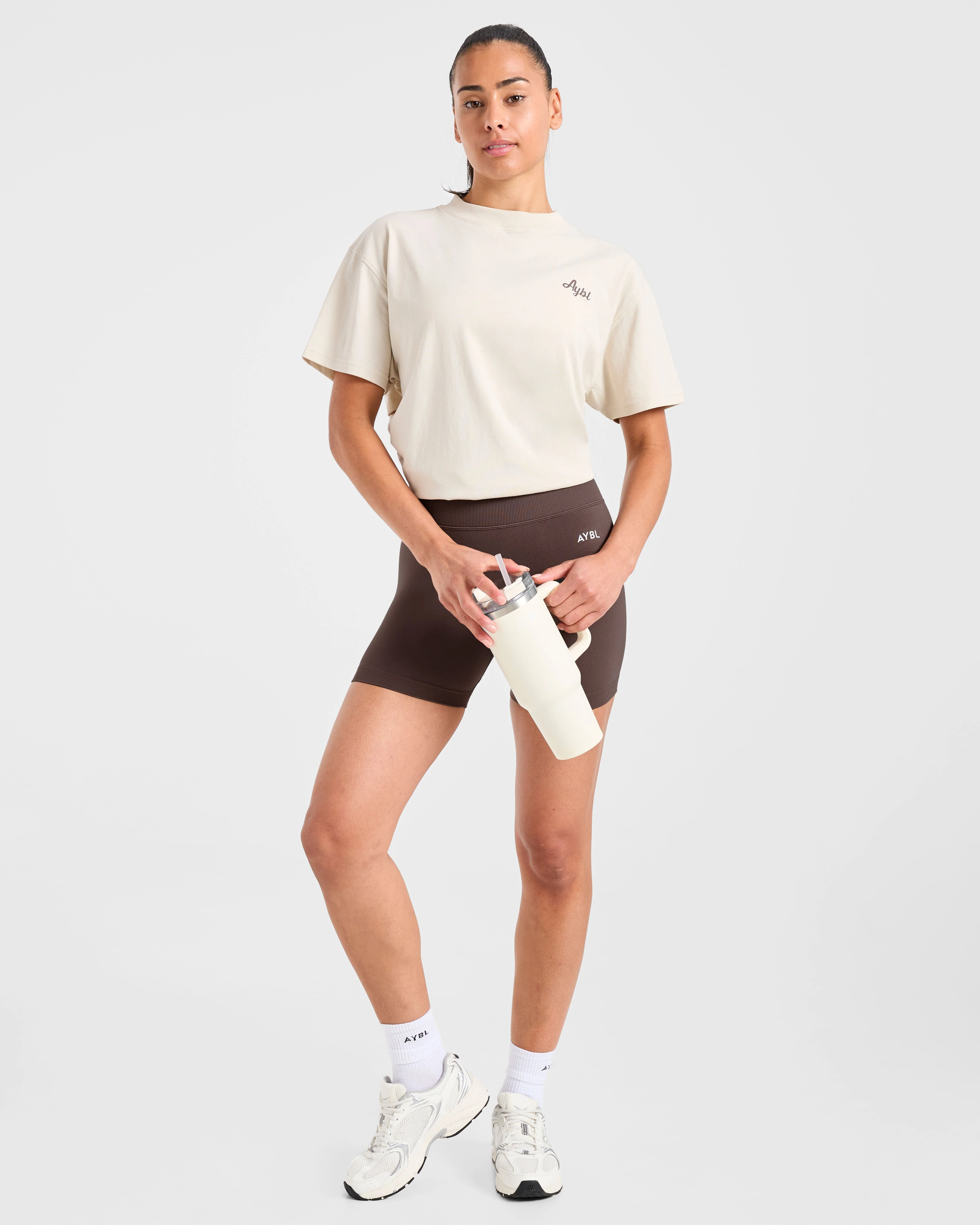 Sports Wellness Oversized T Shirt - Beige - Image 7