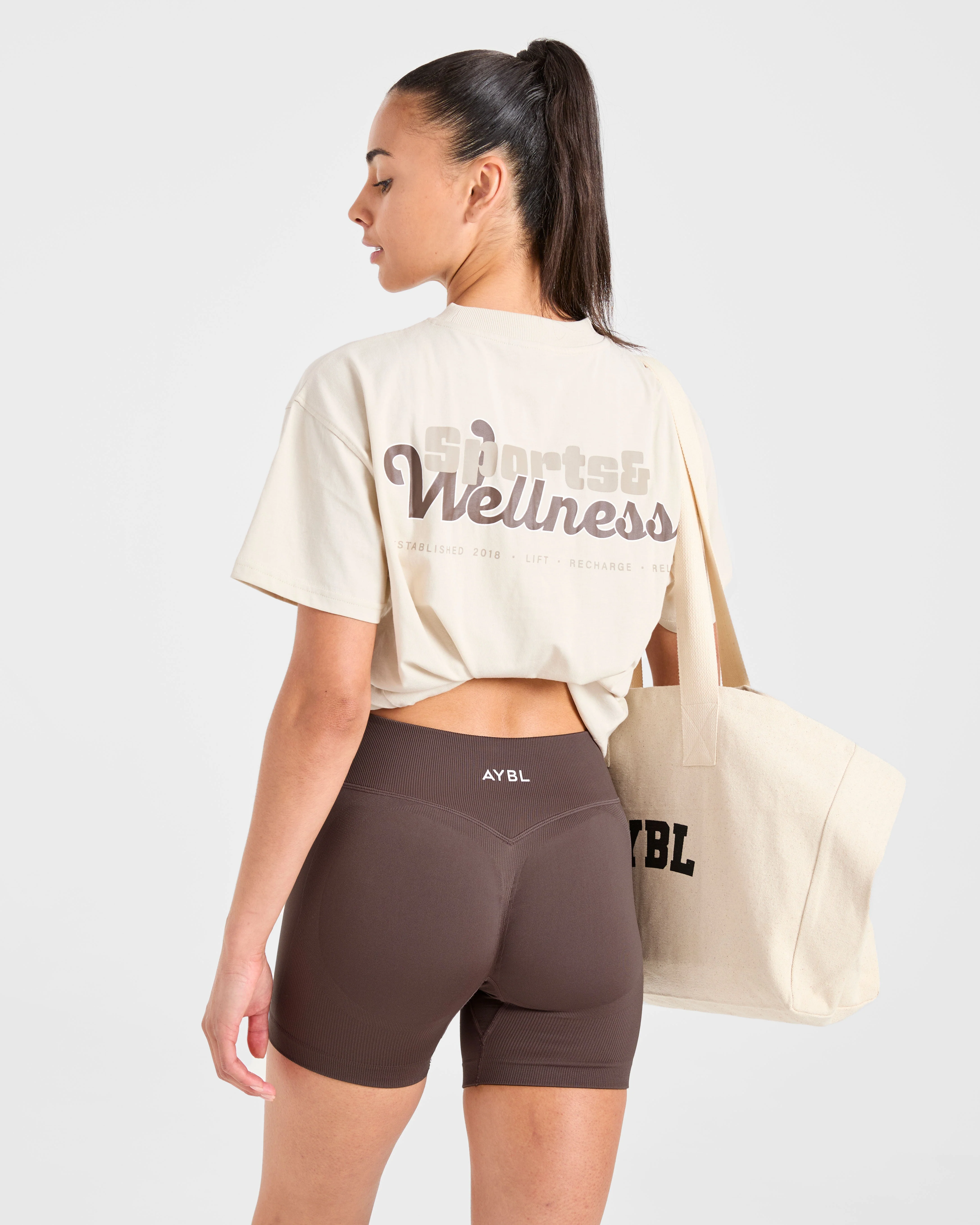 Sports Wellness Oversized T Shirt - Beige - Image 8