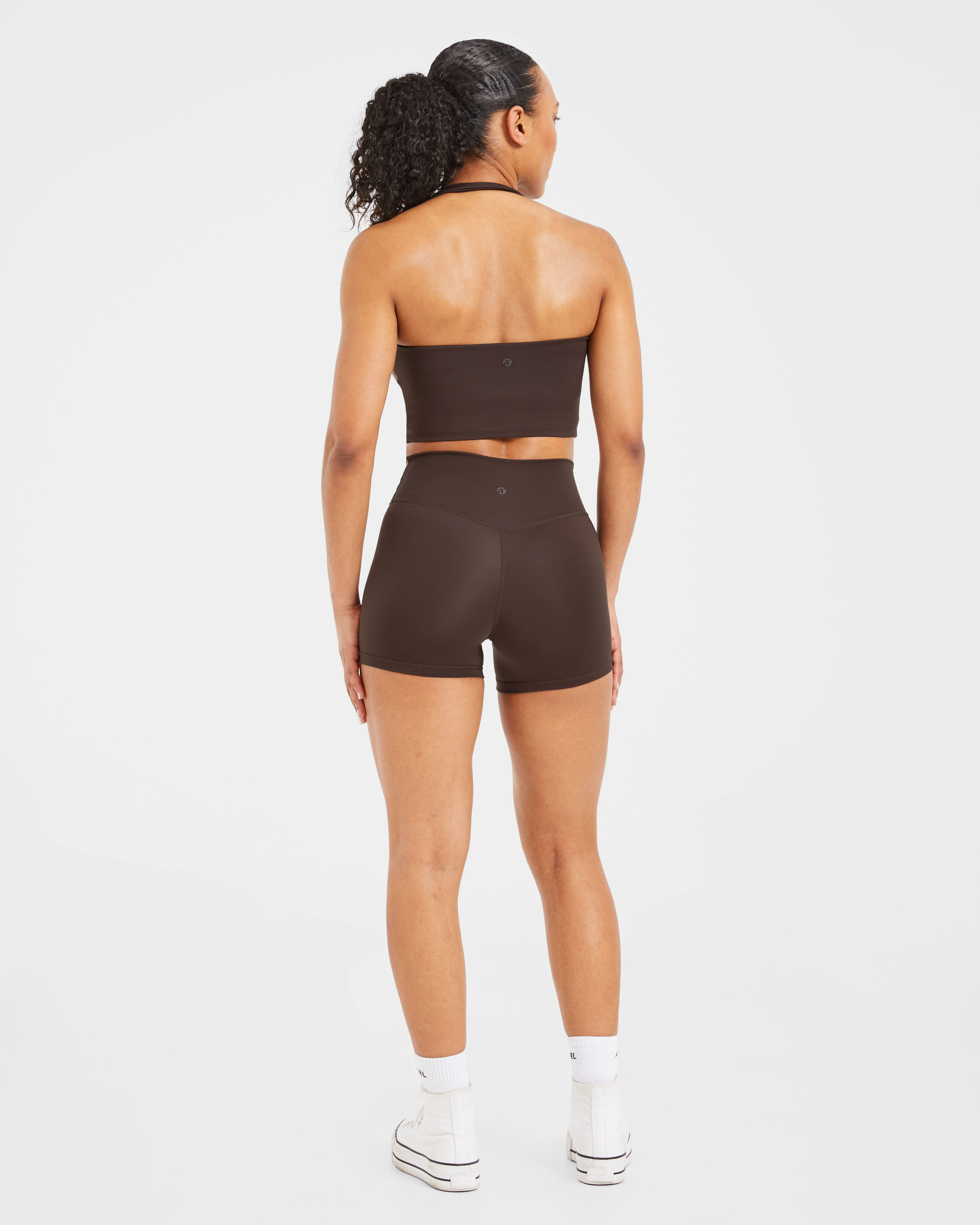 Staple Halterneck Crop Top - Coffee Brown - Image 4