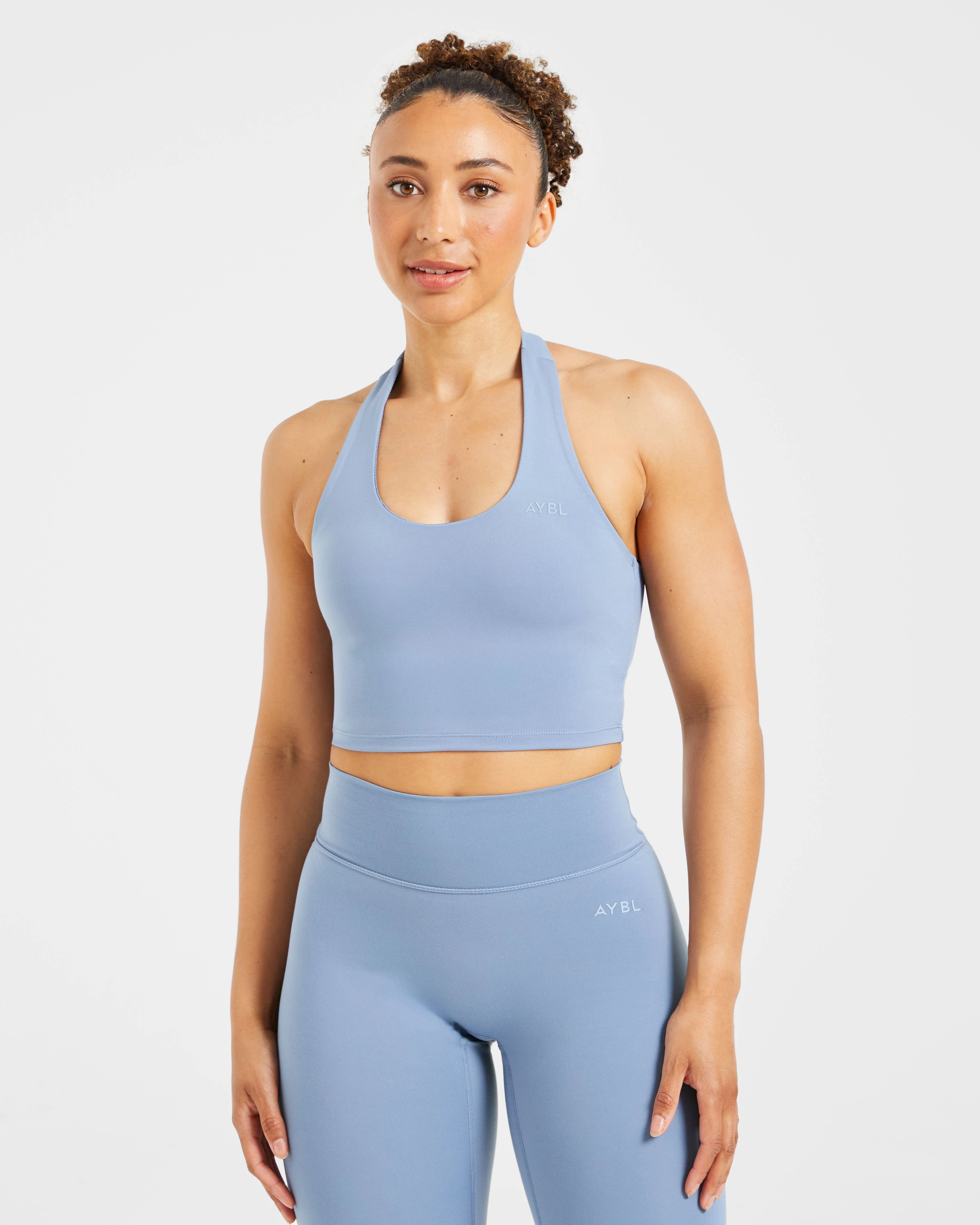 Staple Halterneck Crop Top - Slate Blue