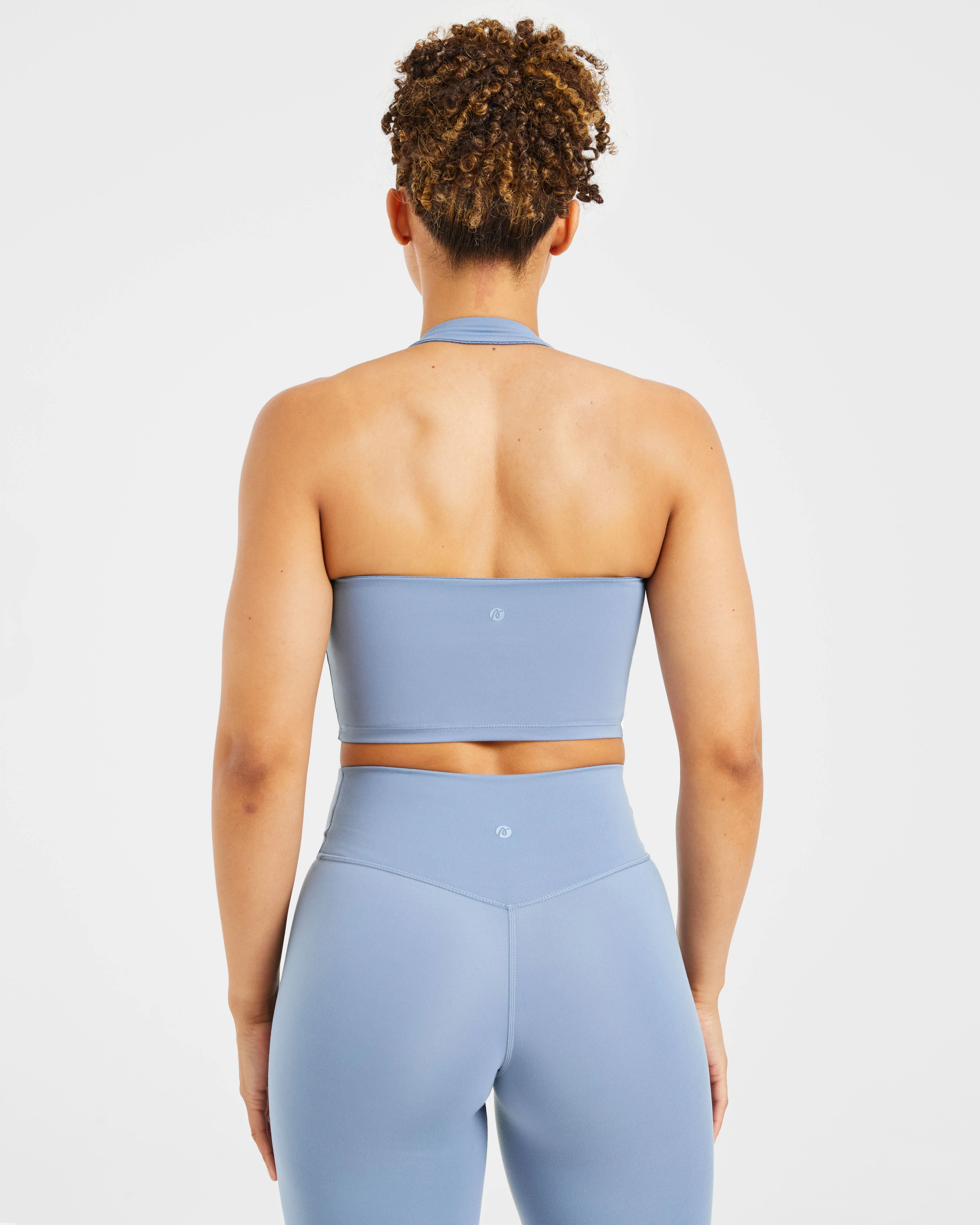 Staple Halterneck Crop Top - Slate Blue - Image 2