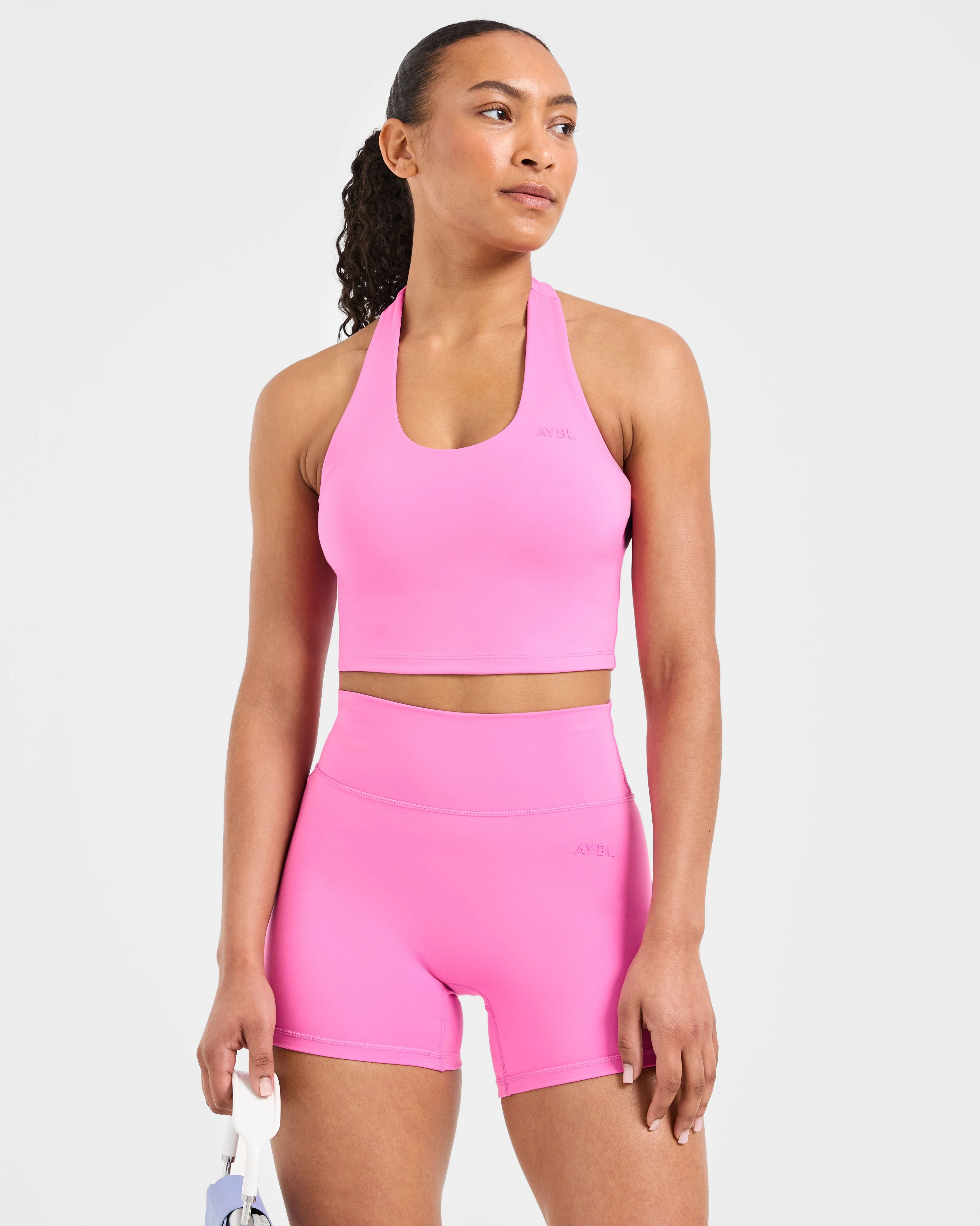 Staple Halterneck Crop Top - Summer Pink - Image 7