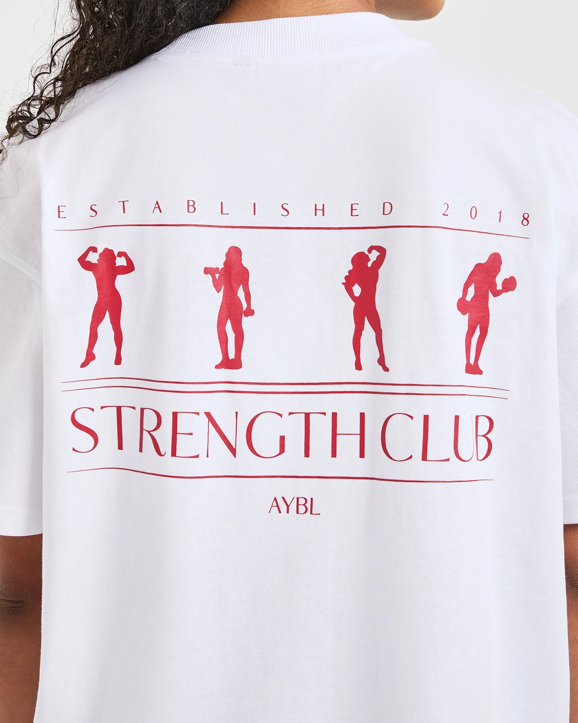 Strength Club Oversized T Shirt - White/Red - Image 6