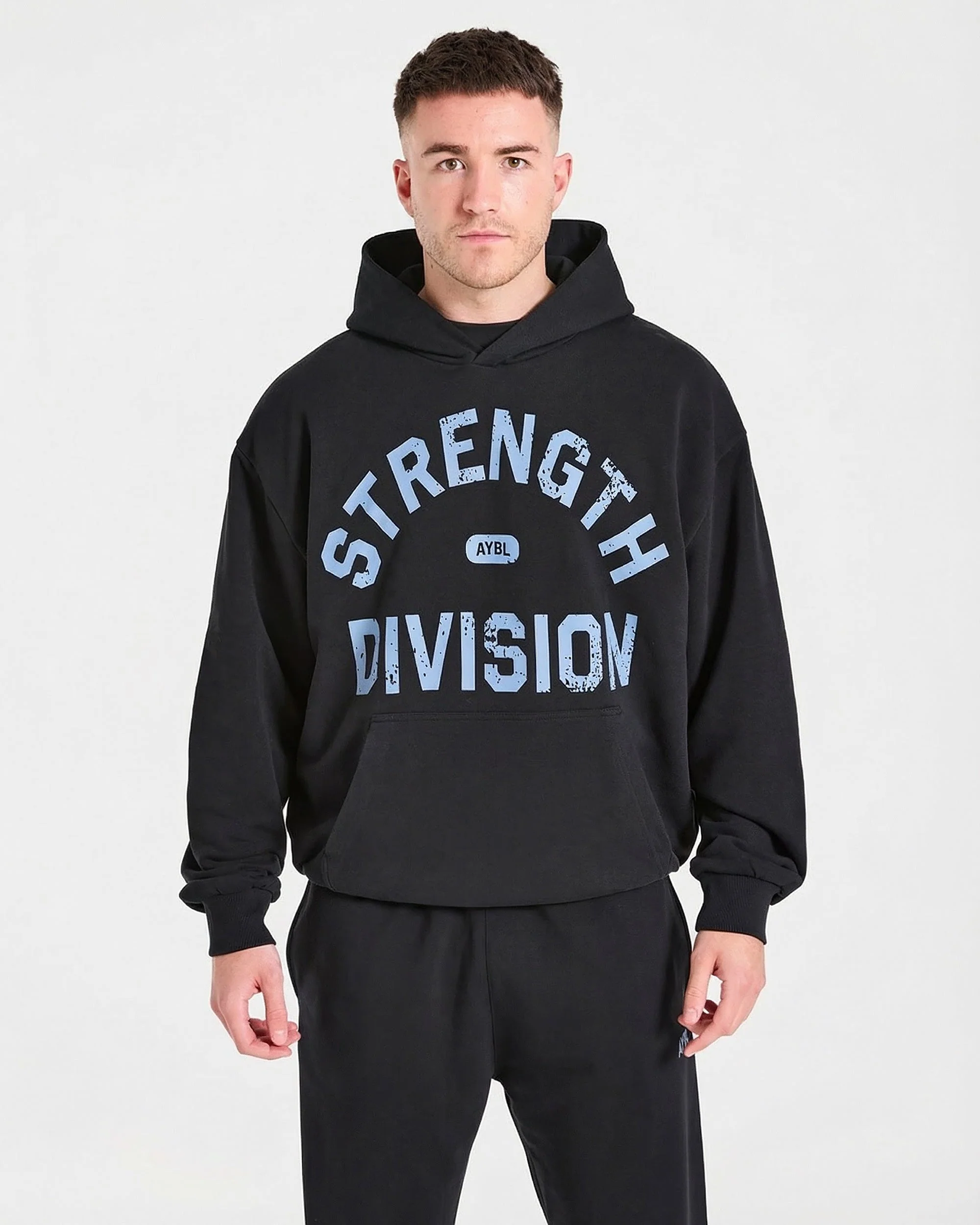 Strength Division Oversized Hoodie - Black/Blue