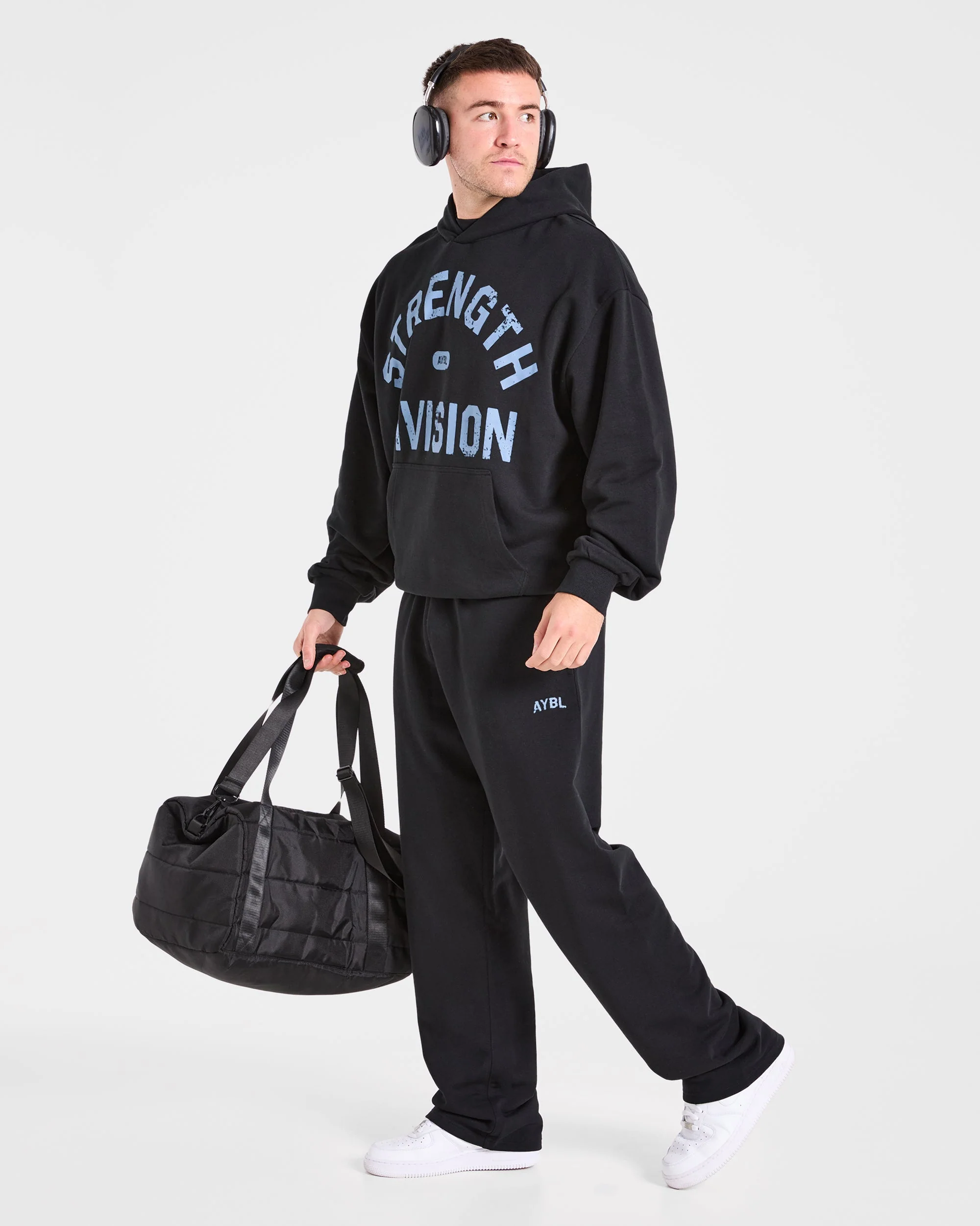 Strength Division Oversized Hoodie - Black/Blue - Image 7