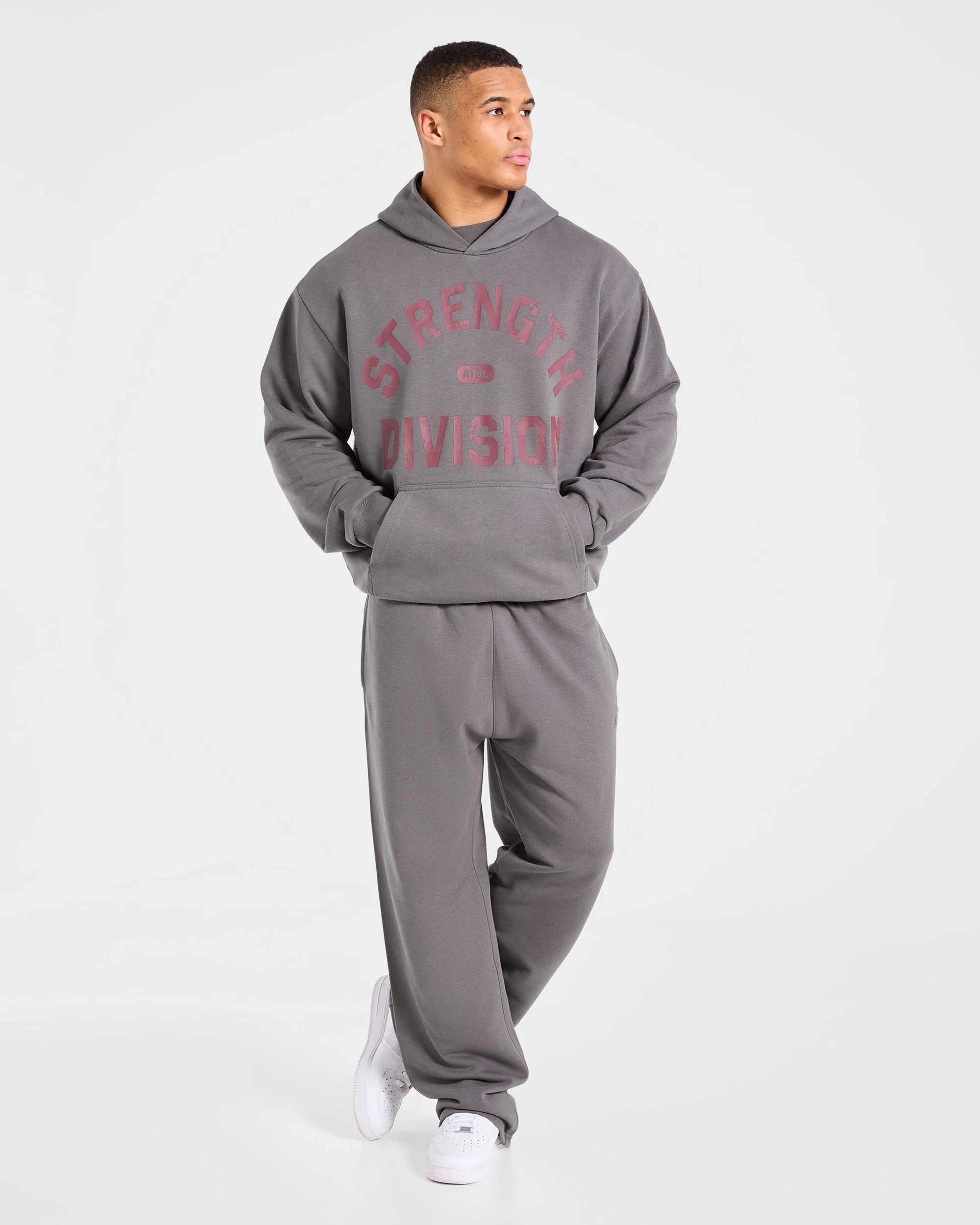 Strength Division Oversized Straight Leg Joggers - Charcoal/Red - Image 3