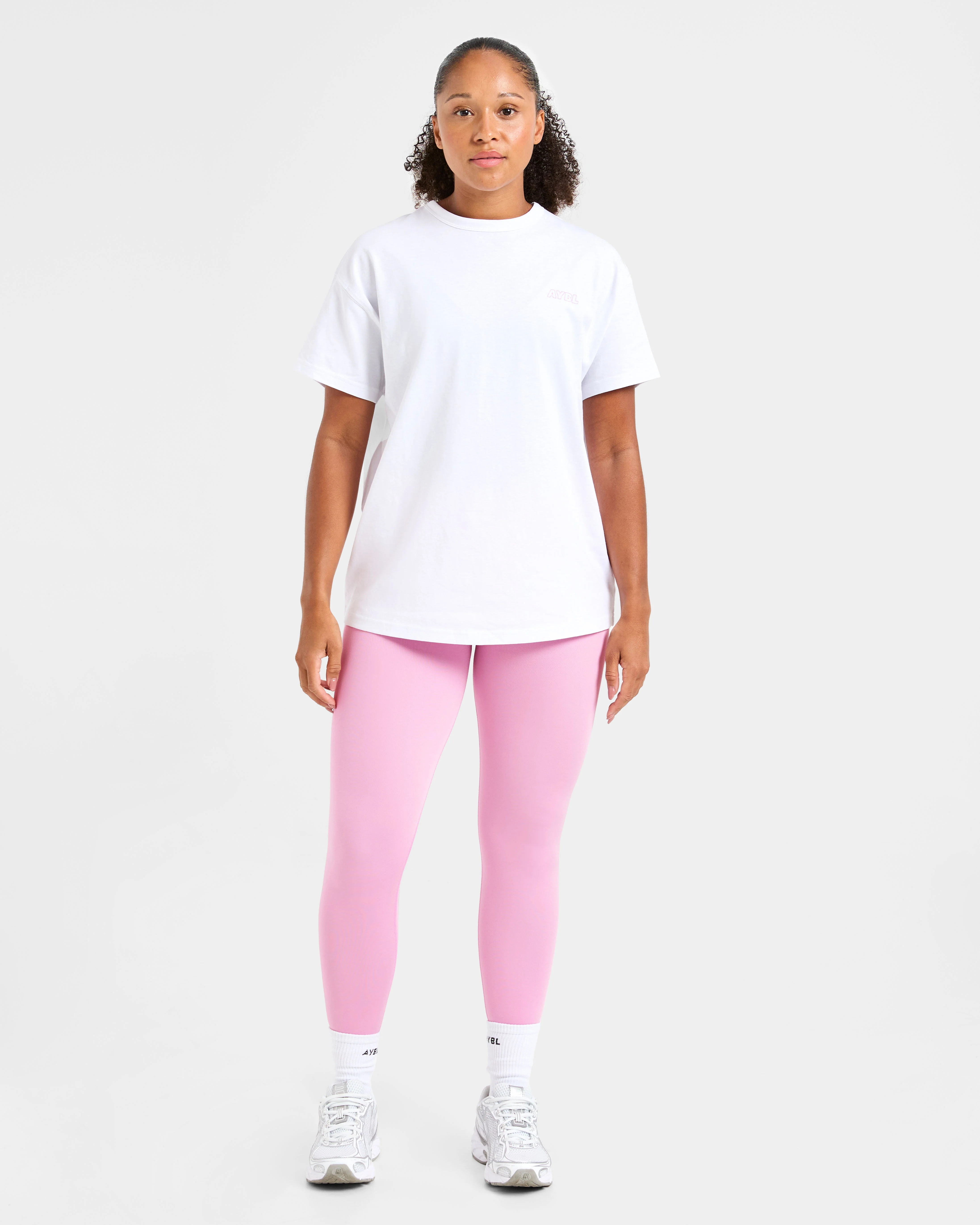 Strength Starts Here Oversized T Shirt - White/Pink - Image 3