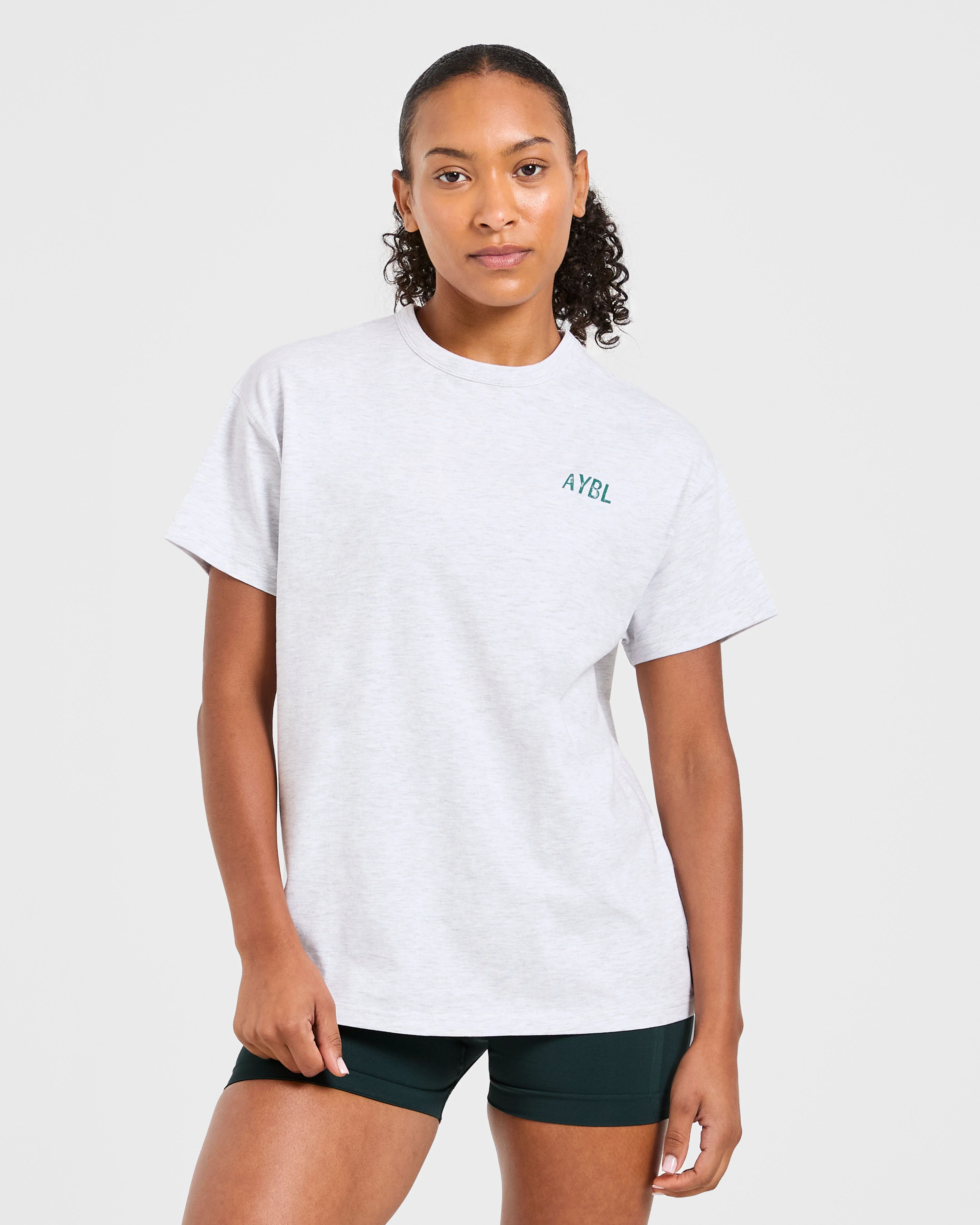Strong Women Graphic Oversized T Shirt - Grey Marl/Green - Image 2
