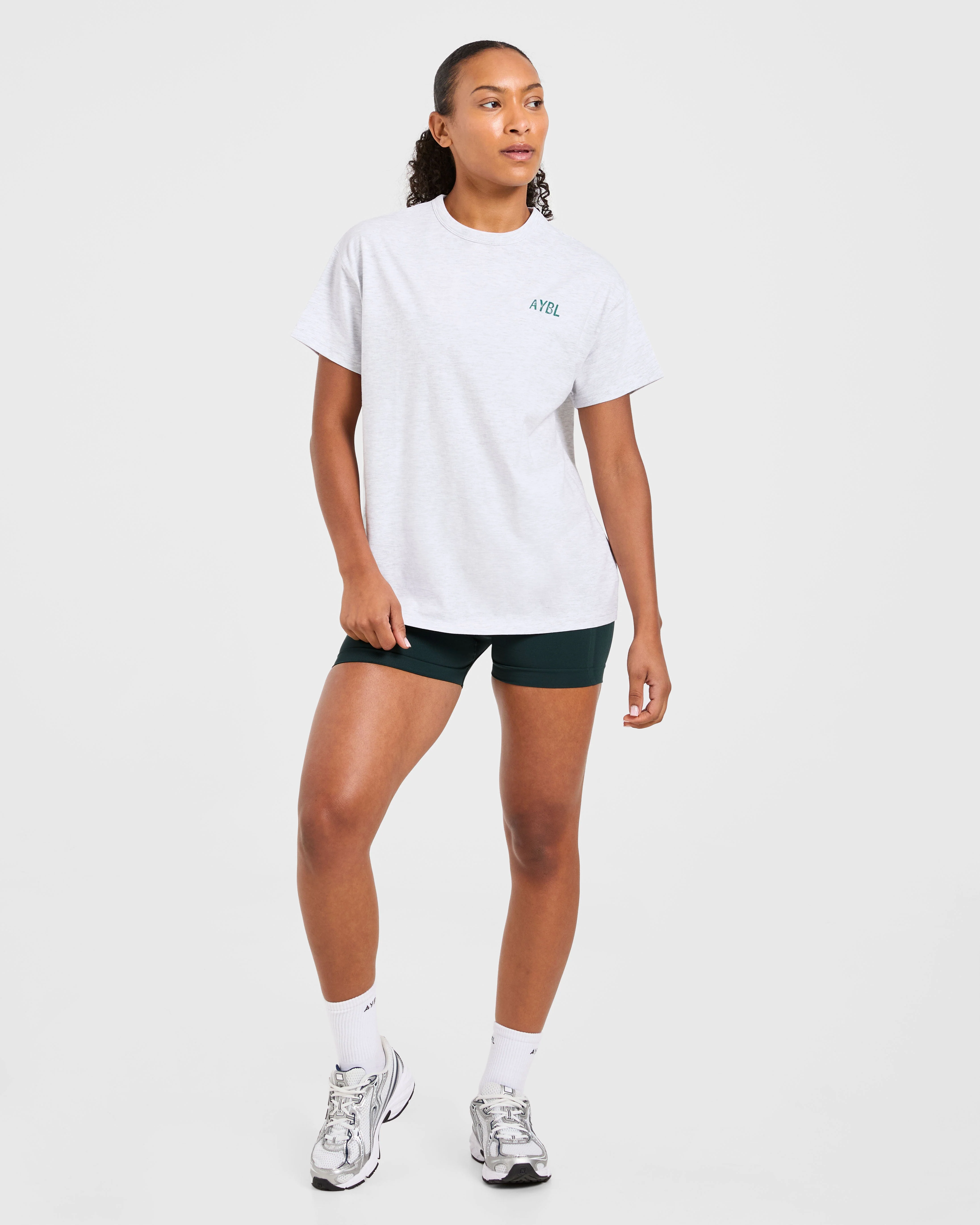 Strong Women Graphic Oversized T Shirt - Grey Marl/Green - Image 3