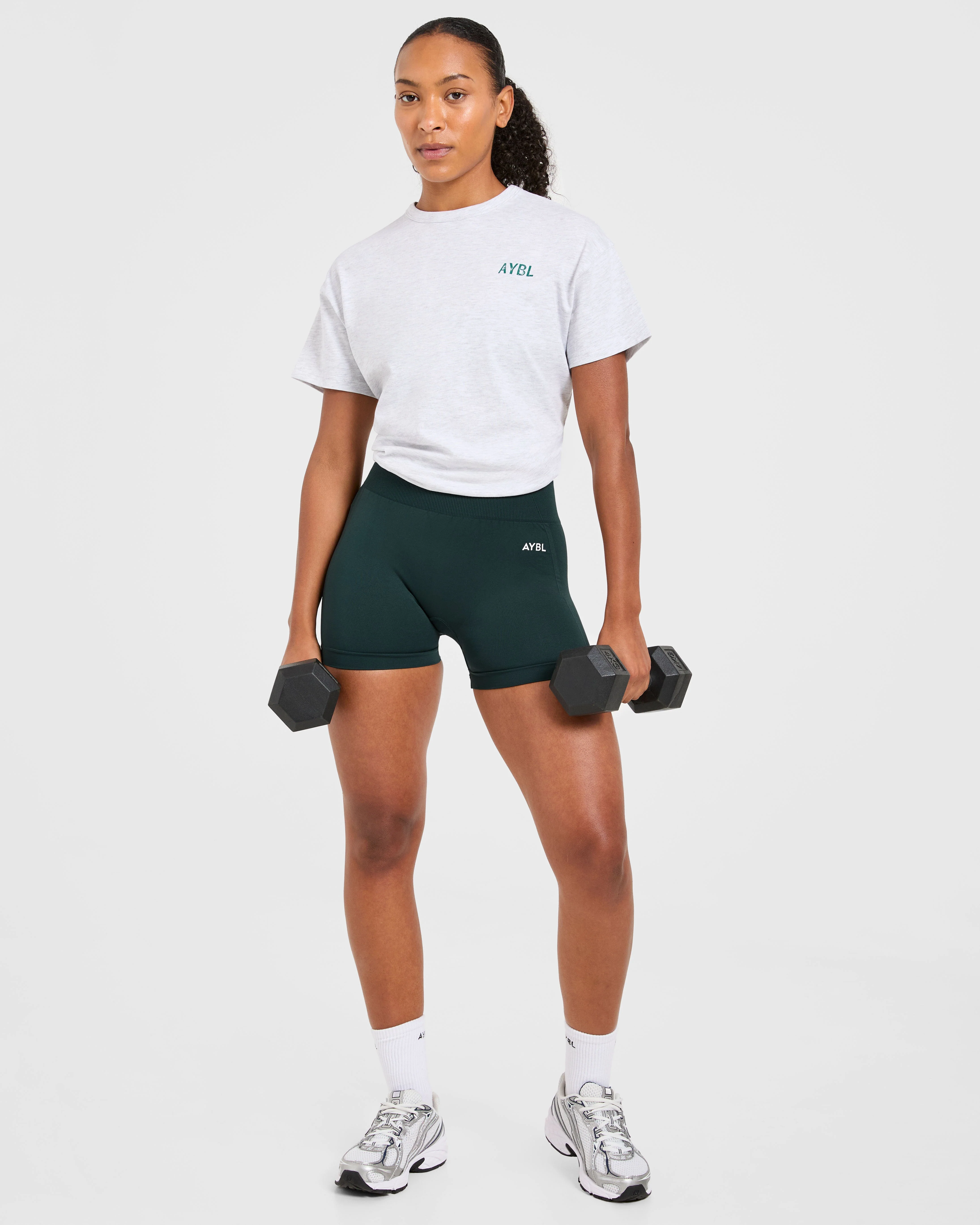 Strong Women Graphic Oversized T Shirt - Grey Marl/Green - Image 8