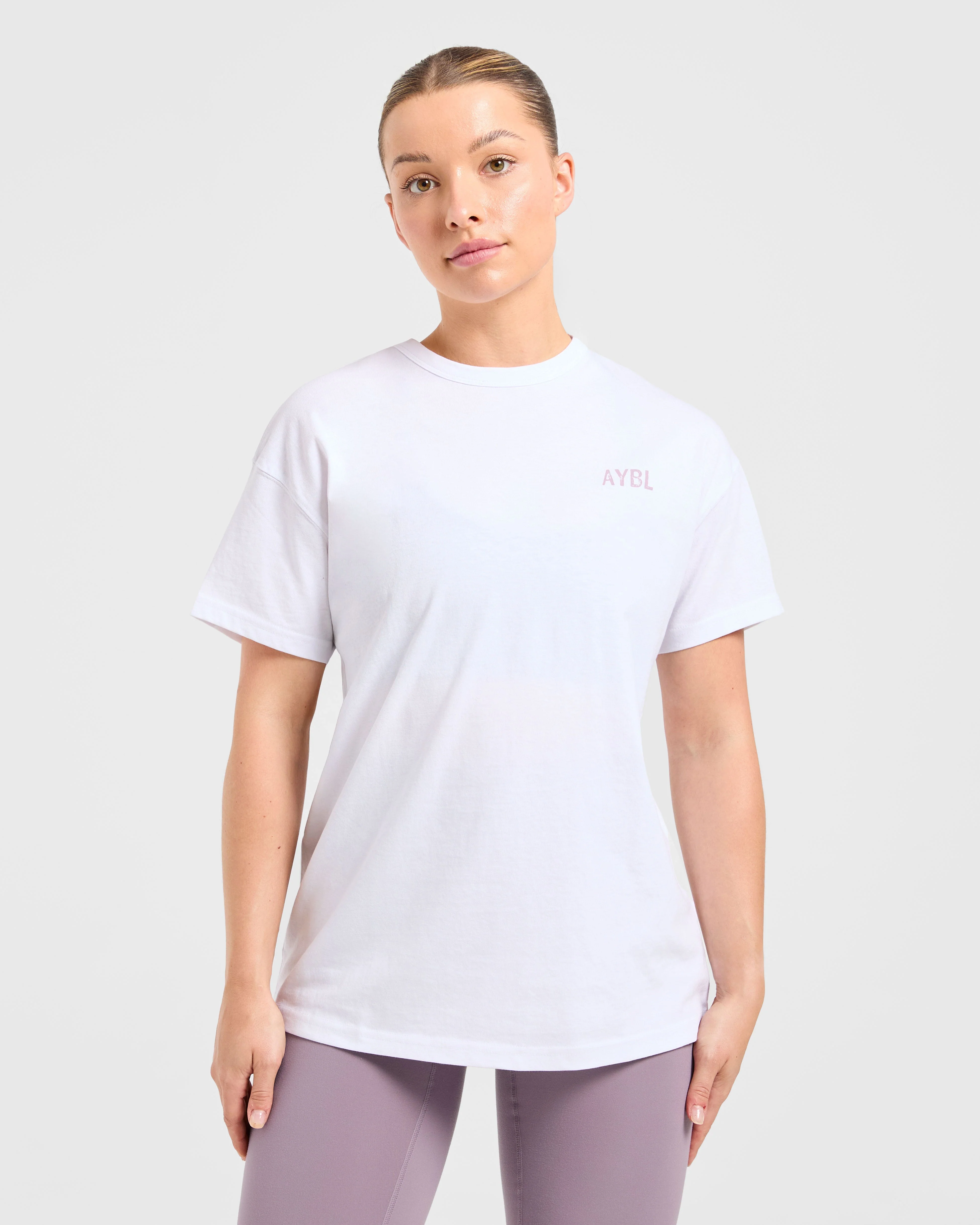 Strong Women Graphic Oversized T Shirt - White/Lilac - Image 2