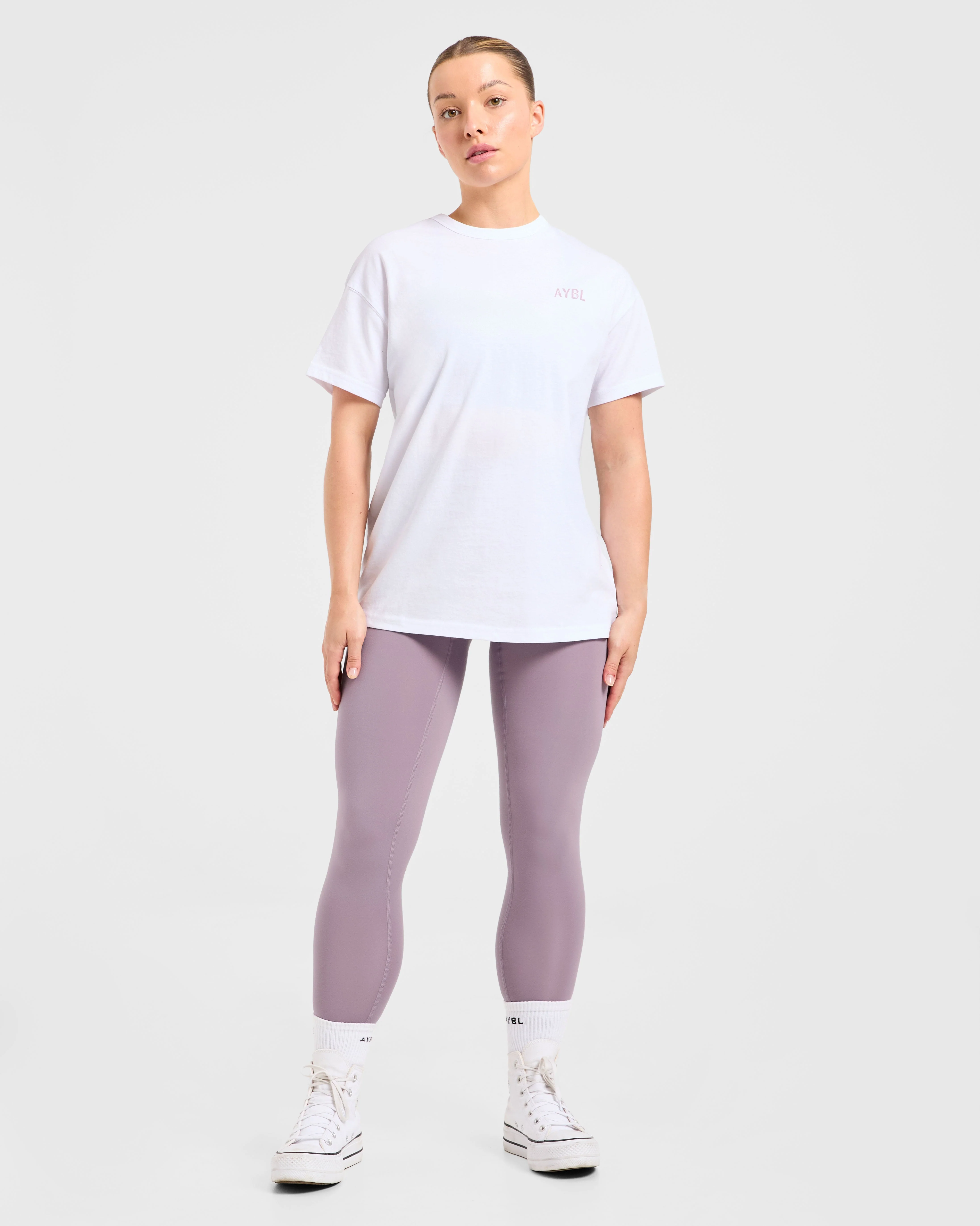 Strong Women Graphic Oversized T Shirt - White/Lilac - Image 3