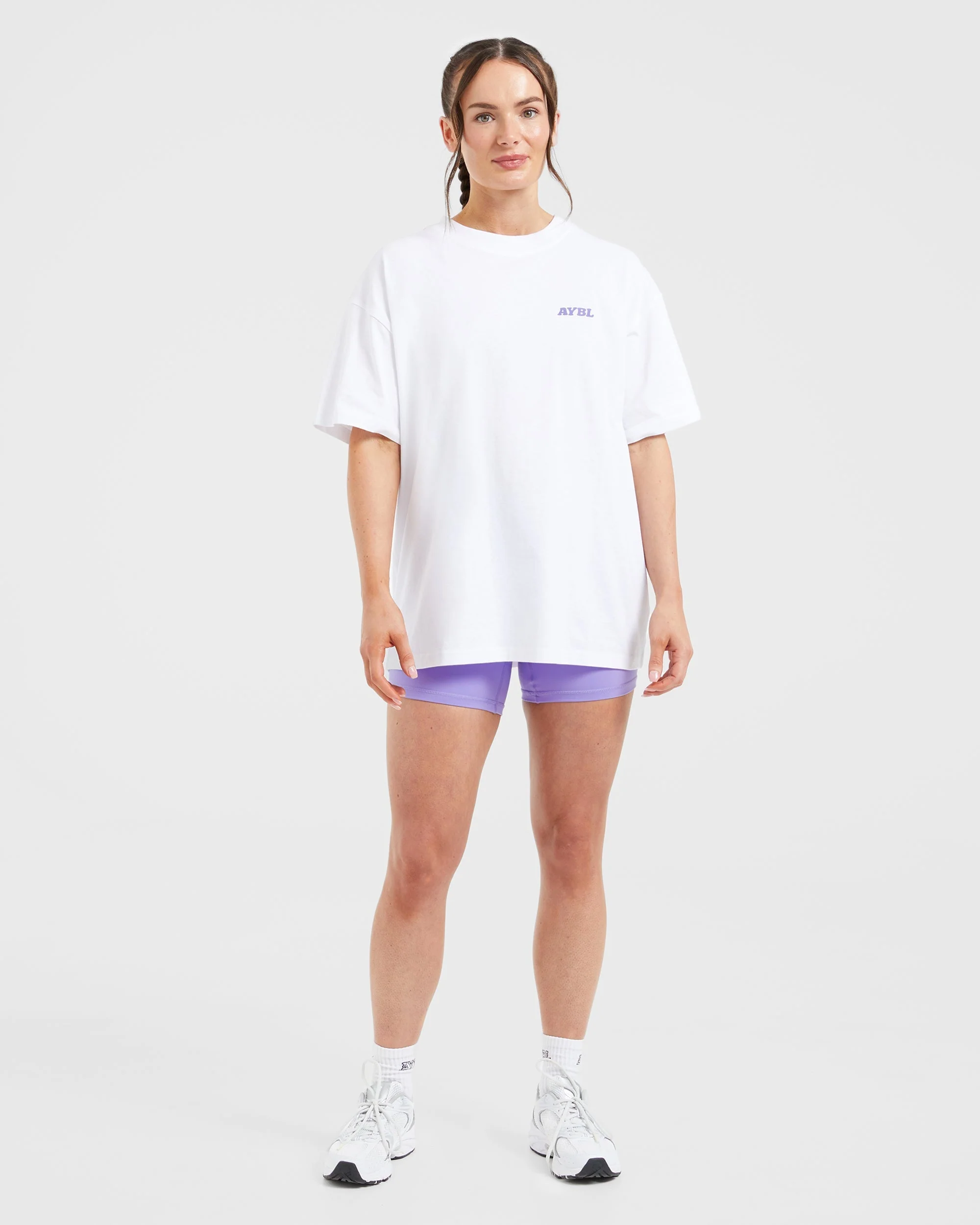 Stronger You Oversized T Shirt - White/Purple - Image 3