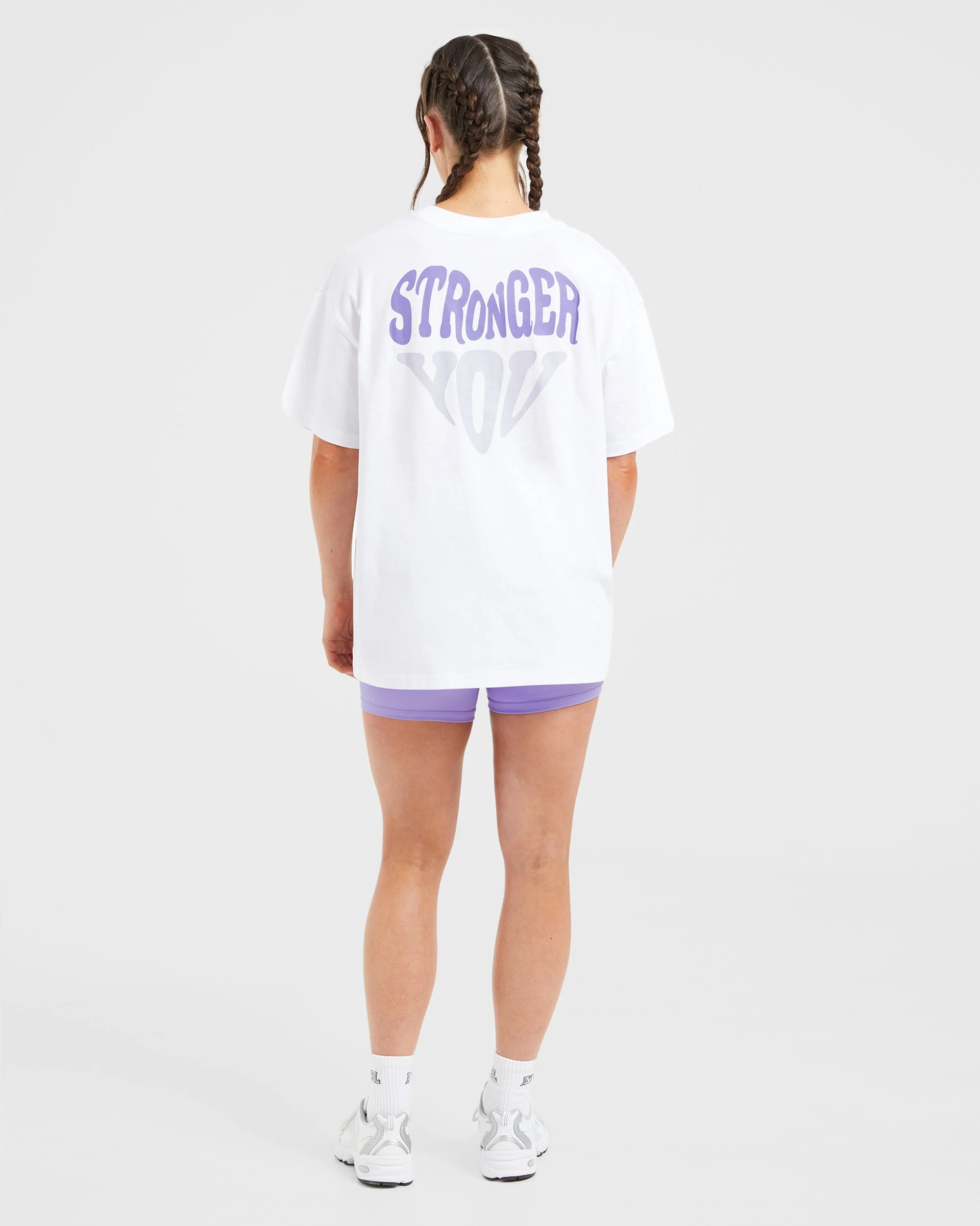 Stronger You Oversized T Shirt - White/Purple - Image 4
