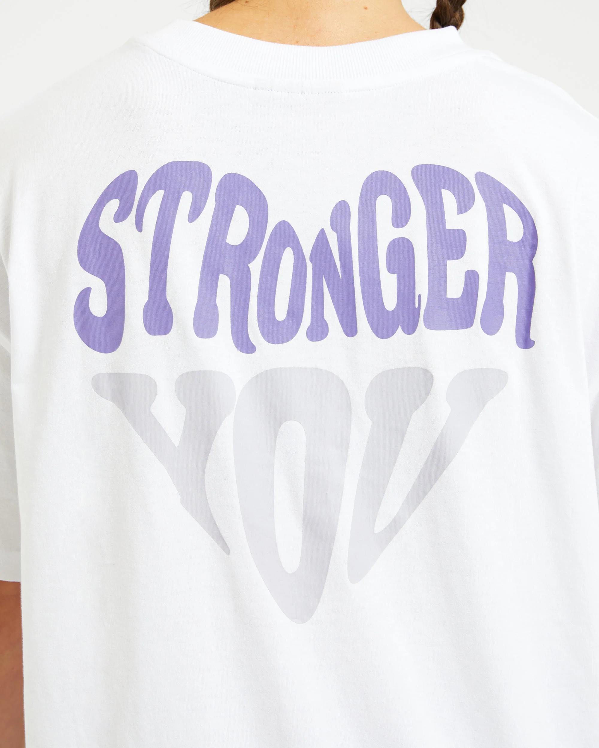 Stronger You Oversized T Shirt - White/Purple - Image 6