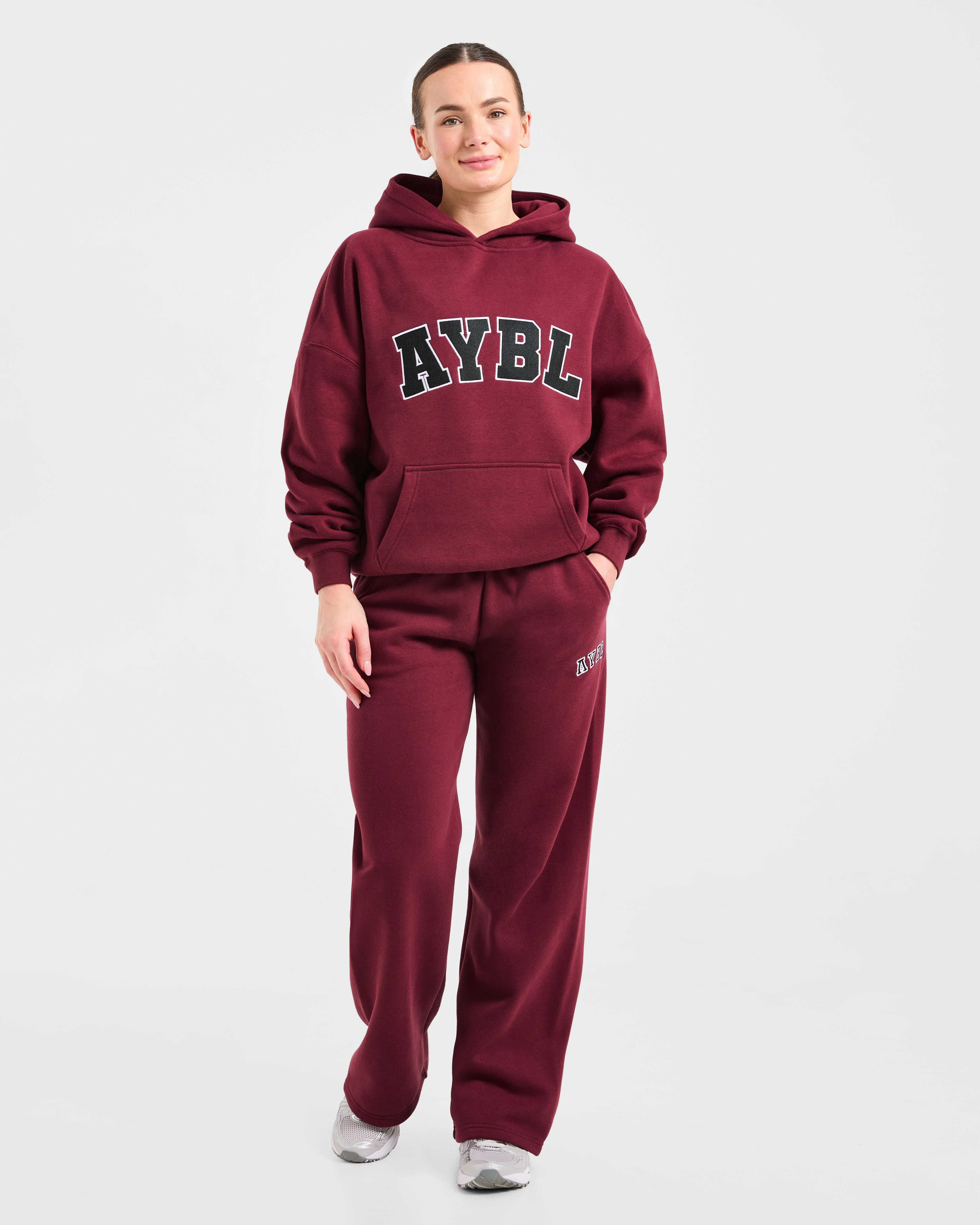 Varsity 2.0 Oversized Straight Leg Joggers - Red Wine - Image 3