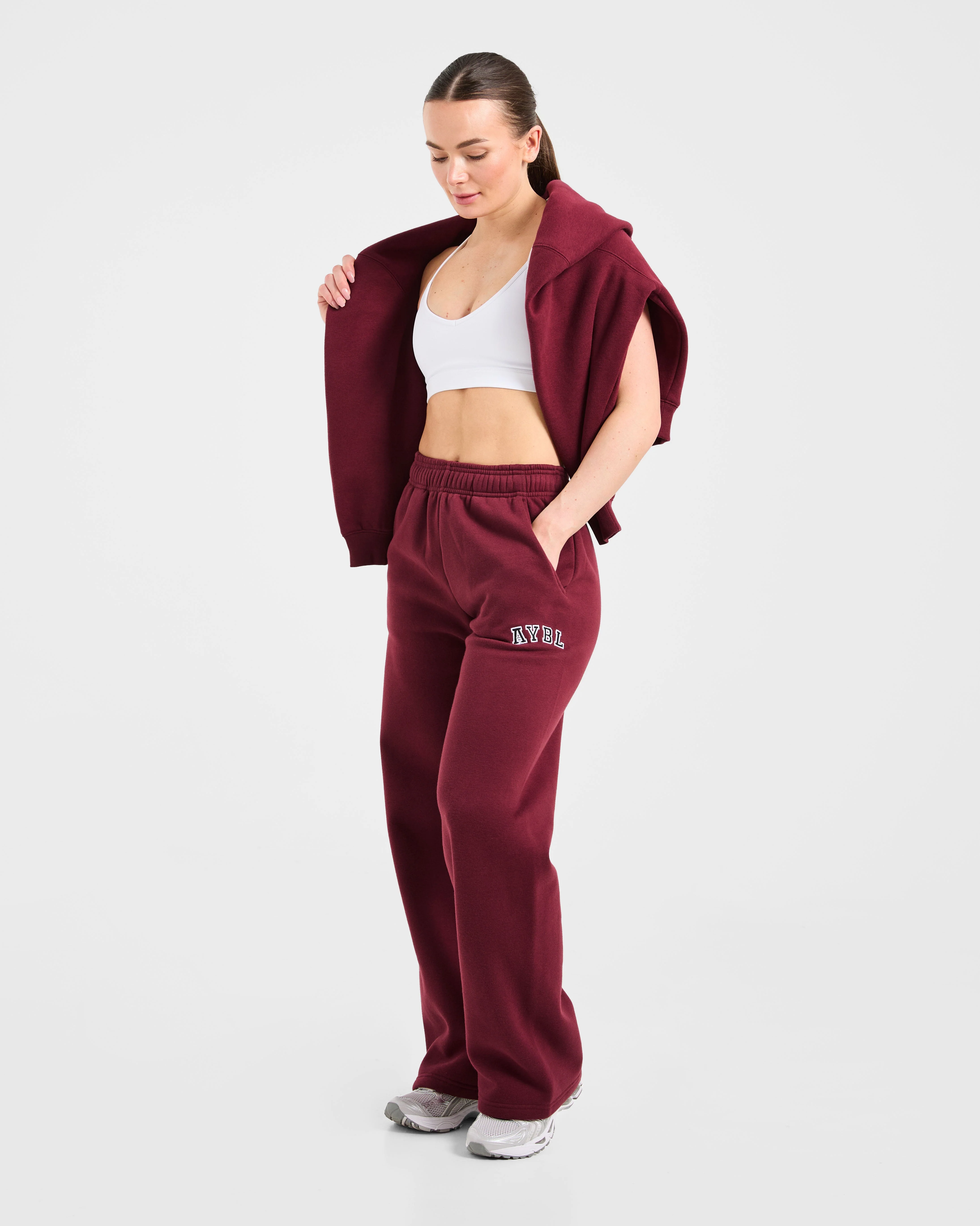 Varsity 2.0 Oversized Straight Leg Joggers - Red Wine - Image 7