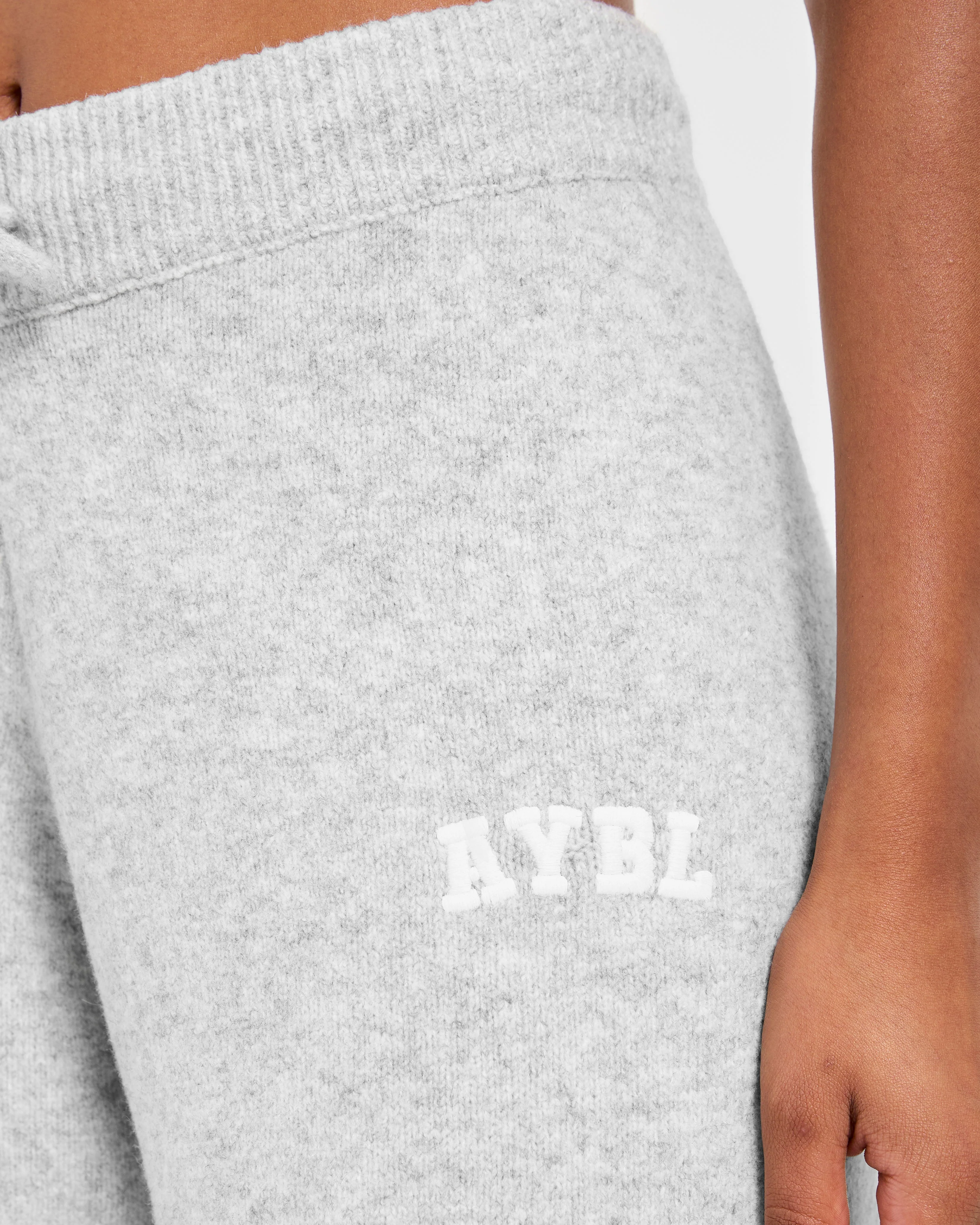 Varsity Oversized Knitted Joggers - Grey Marl - Image 5