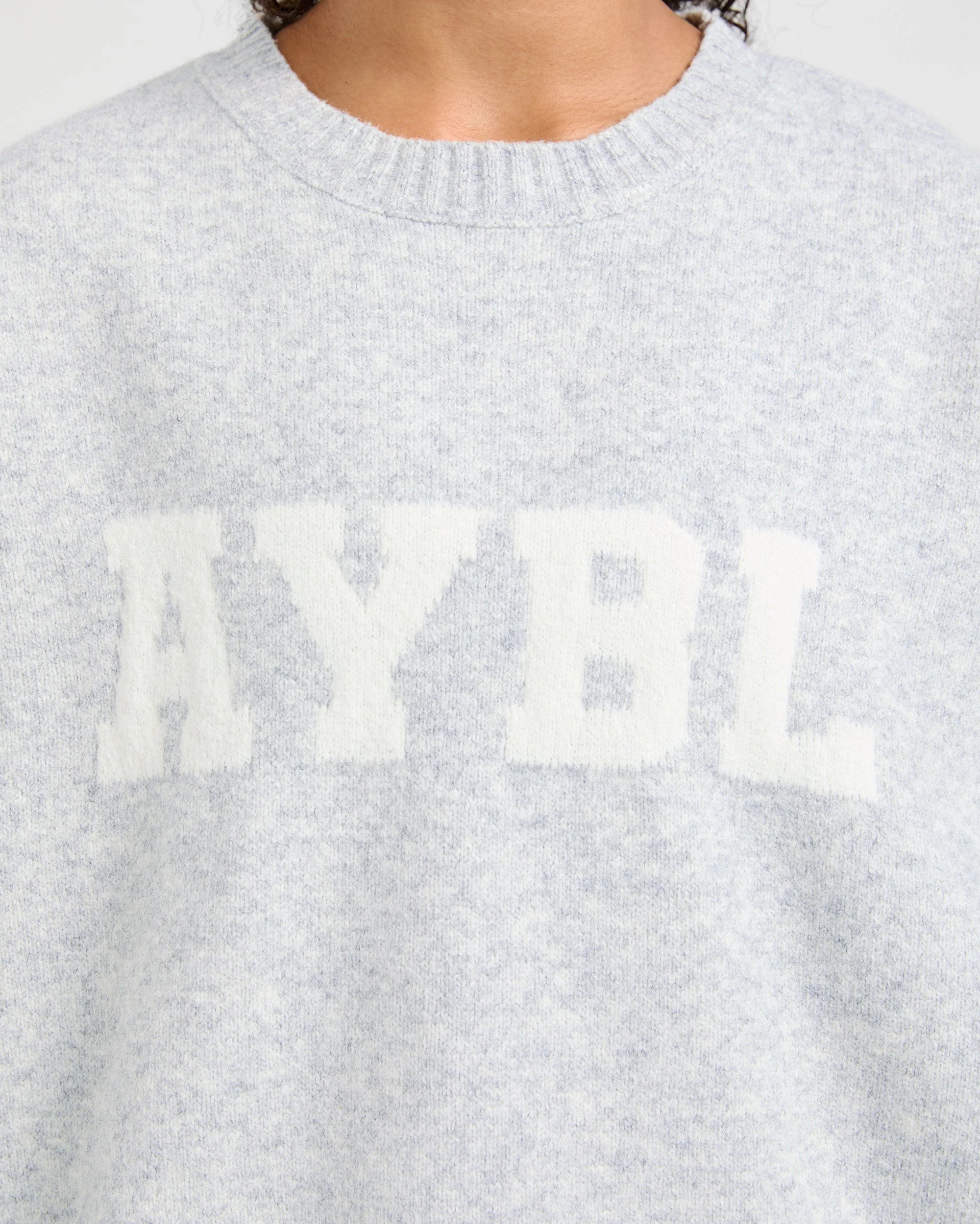 Varsity Oversized Knitted Sweater - Grey Marl - Image 5
