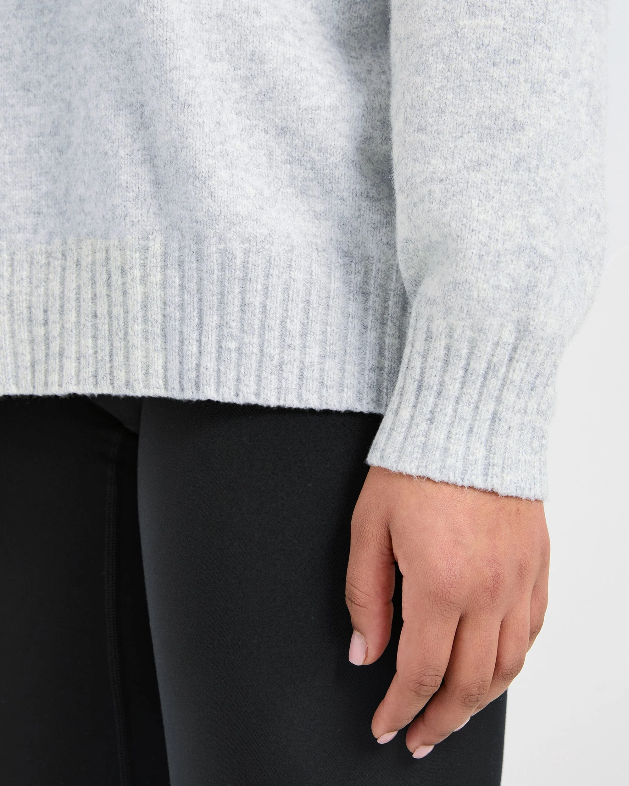 Varsity Oversized Knitted Sweater - Grey Marl - Image 6