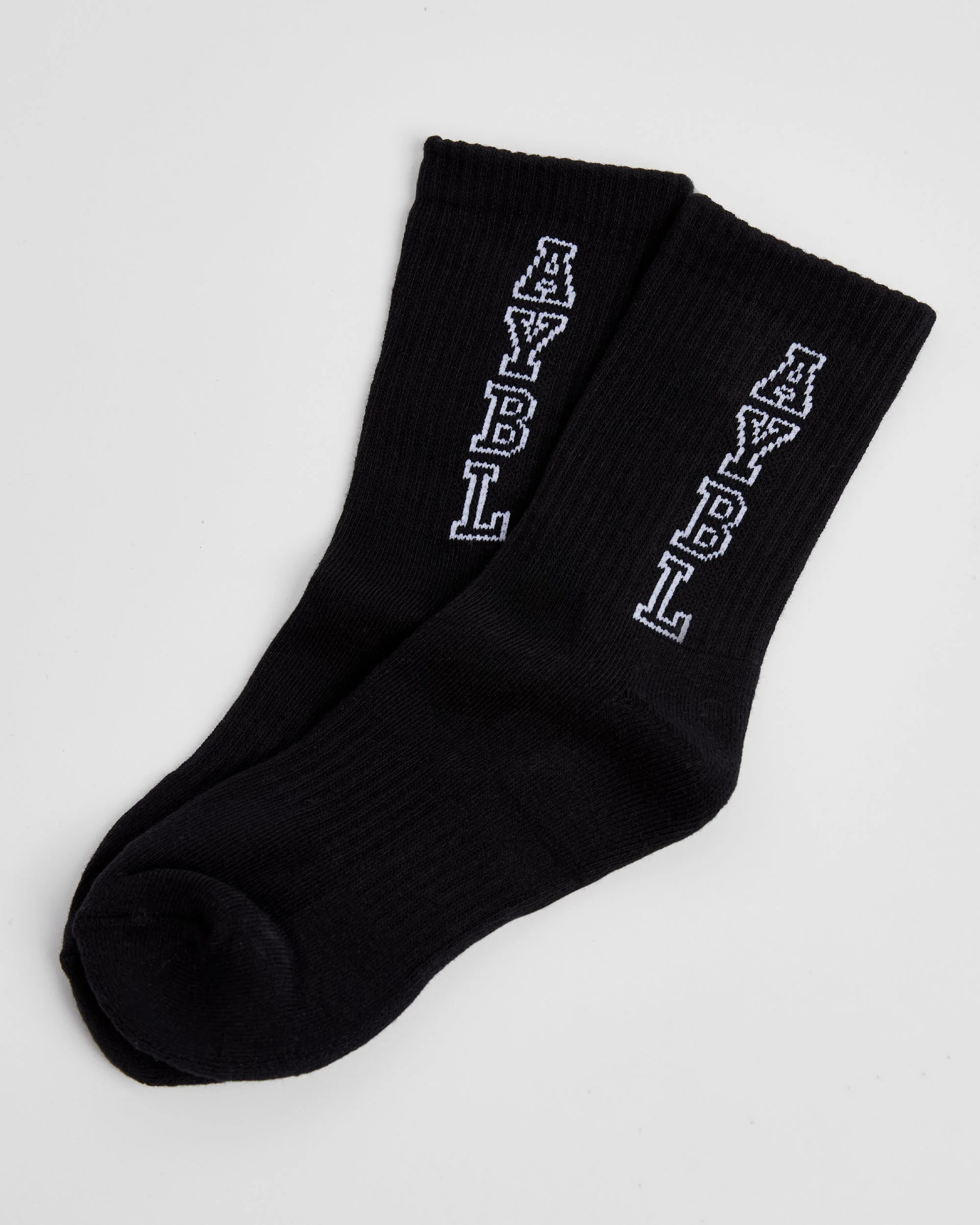 Varsity Vertical Crew Socks - Black - Image 3